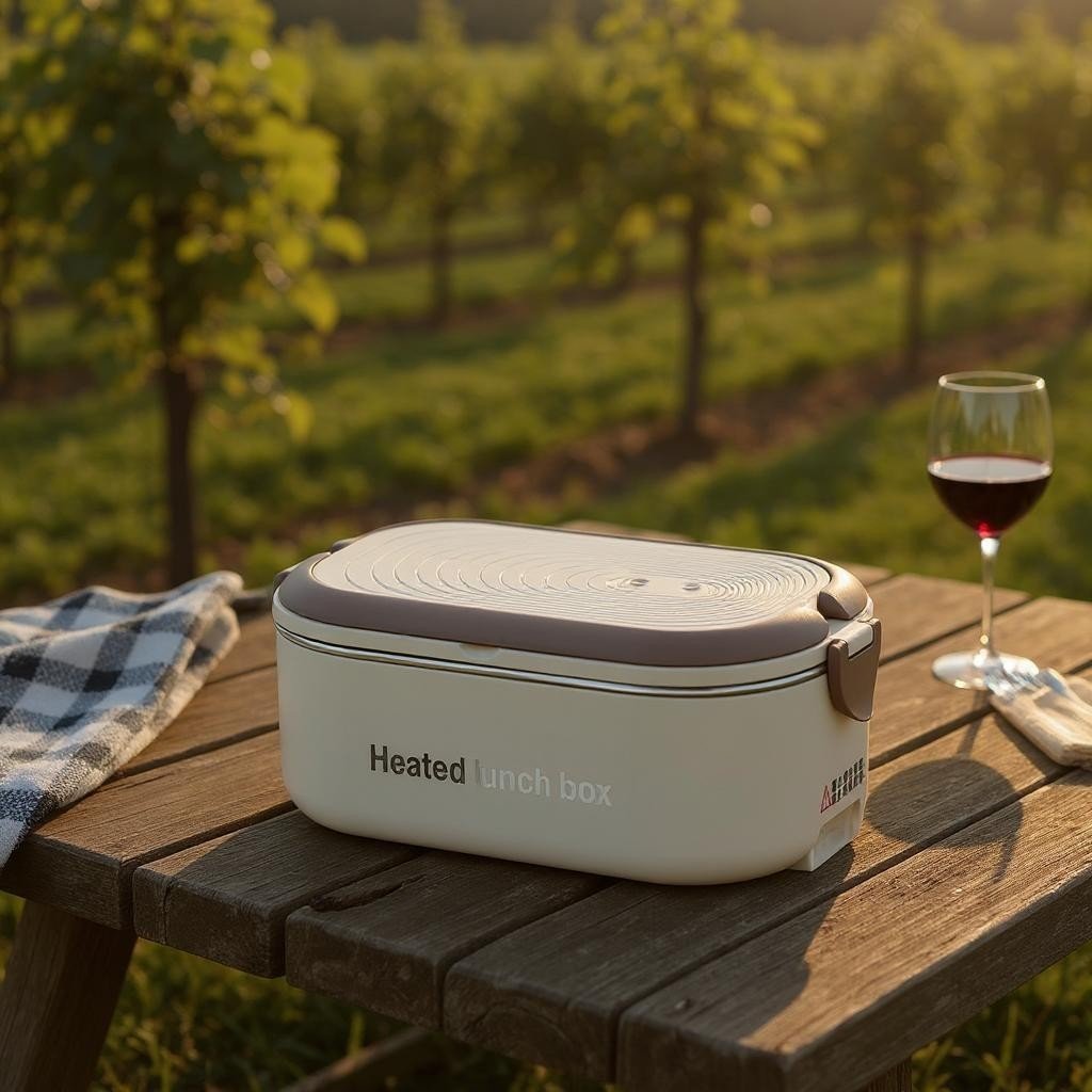 Lunch Box Chauffante - InoxHeatMeal™ - Kaki - Plan dinette