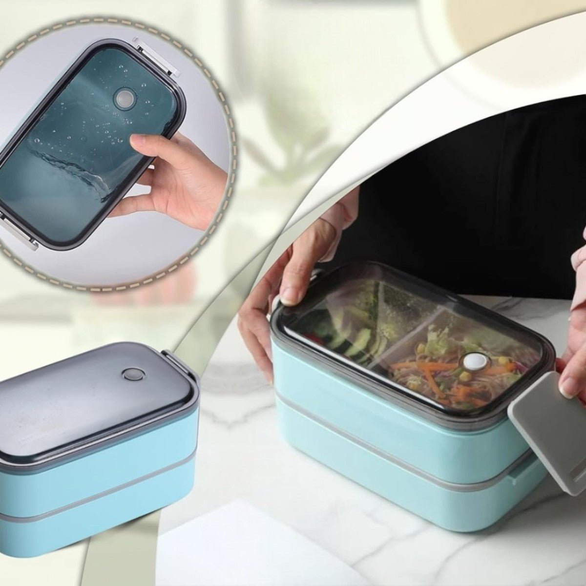 Lunch Box - InoxLunchMate™ - Bleu - Plan dinette
