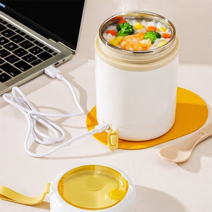 Lunch box chauffante usb blanche couvercle or | PratiChef 