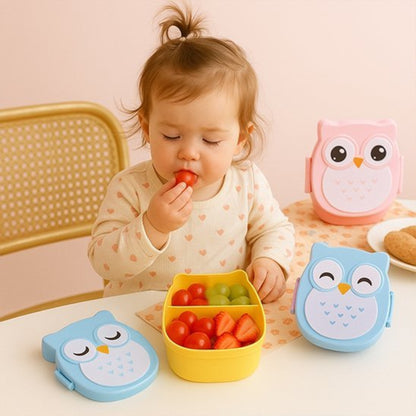 Lunch box enfant hibou rose jaune bleu   | hibox