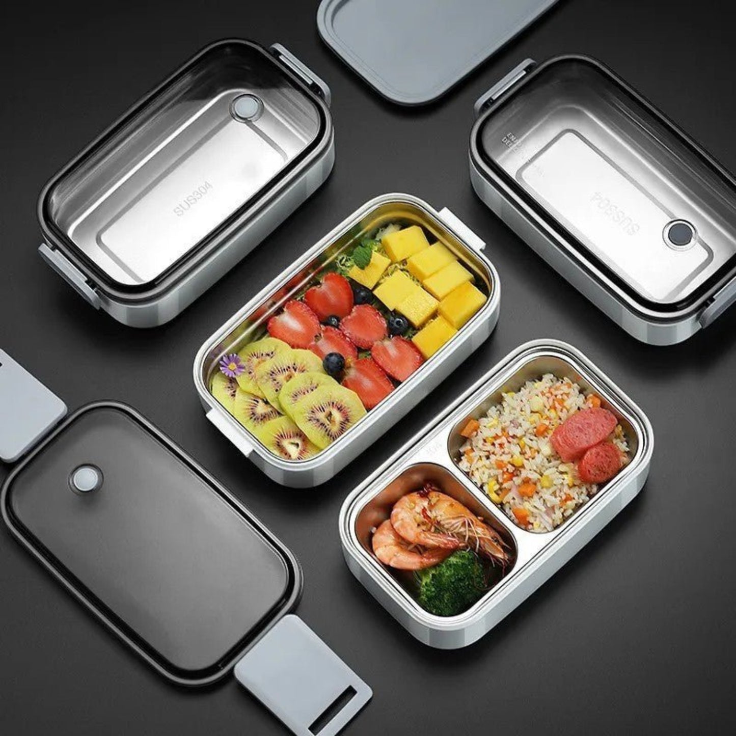 Lunch Box - InoxLunchMate™ - Gris - compartiment isotherme Plan dinette