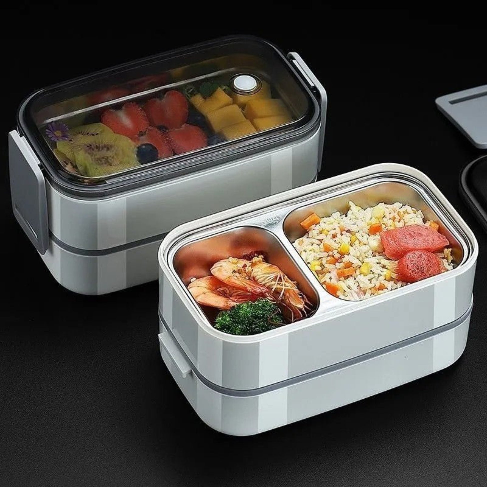 Lunch Box - InoxLunchMate™ - Gris - fermeture clip