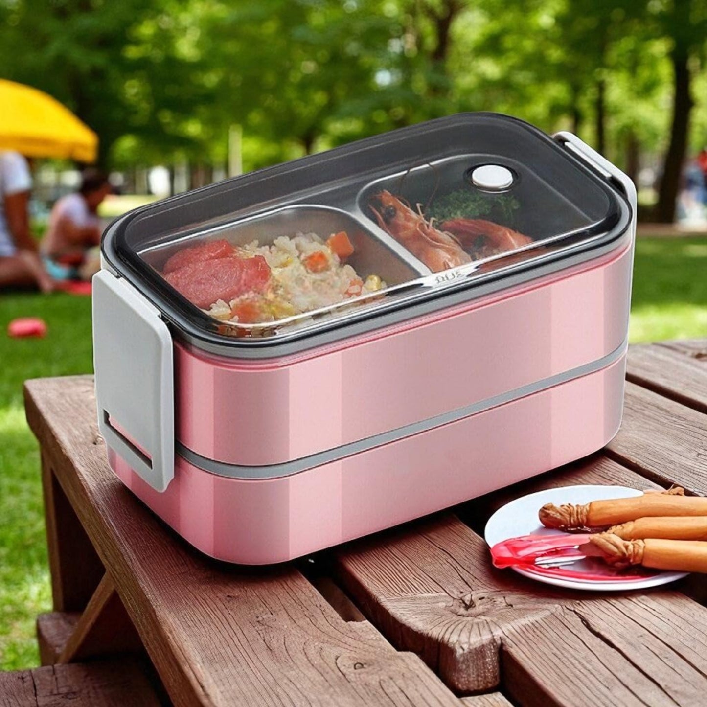 Lunch Box - InoxLunchMate™ - Rose -compact isotherme Plan dinette