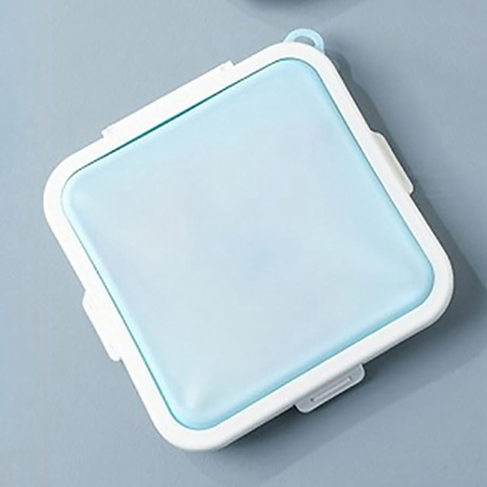 Lunch Box - SnackSafeBox™ - Bleu - silicone format carre