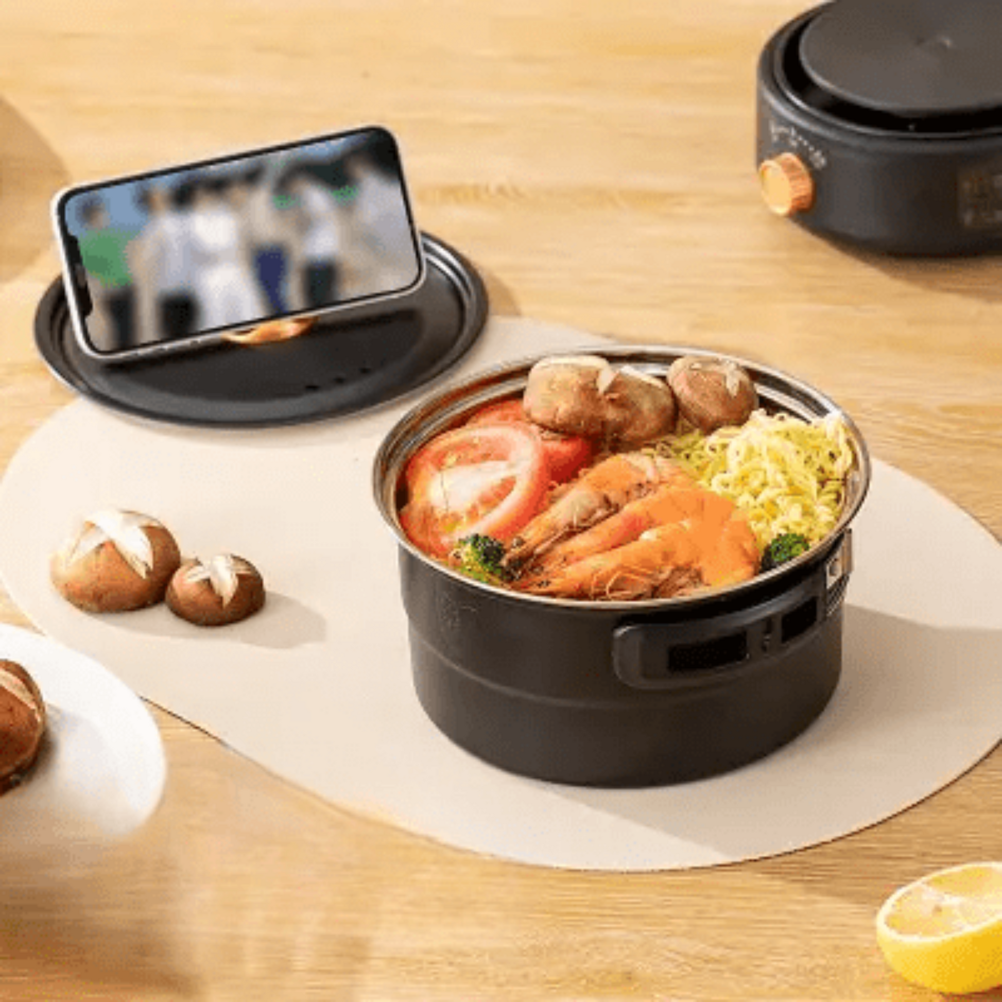Multicuiseur - NewSteamerMulticooker™ - Noir couvercle porte telephone
