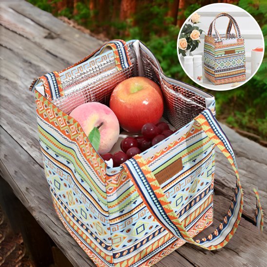 Sac isotherme repas blanc motif africain | bubly 