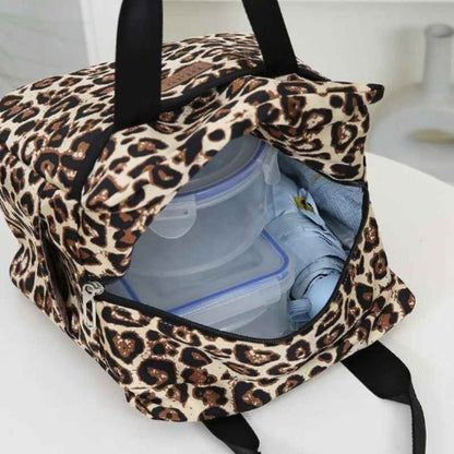 Sac repas isotherme léopard marron grande poche | anilux - Plan dinette