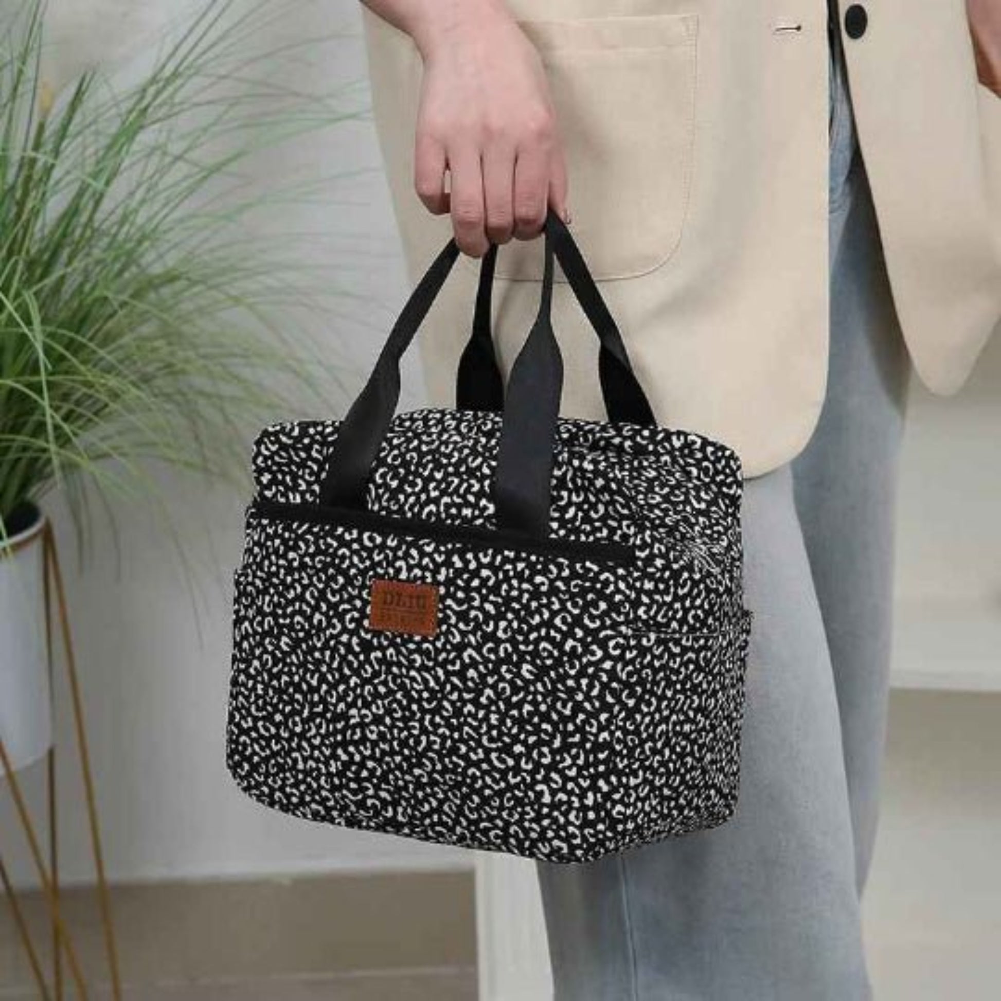 Sac repas isotherme léopard petit print noir | anilux - Plan dinette